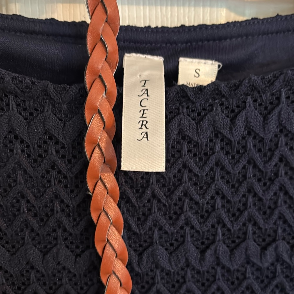 Gorgeous navy blue, belted dress by Tecera